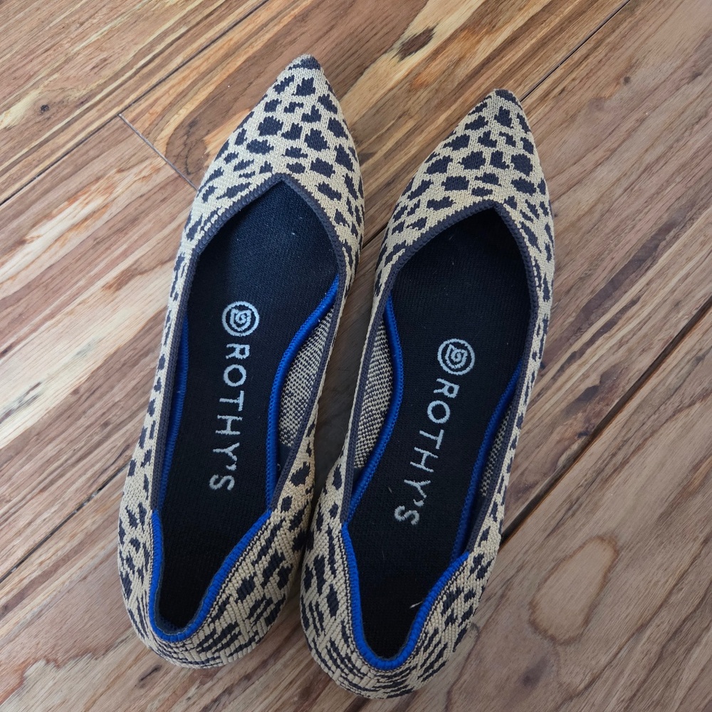 Rothy's Point Leopard Print Flats Womens Size 5.5